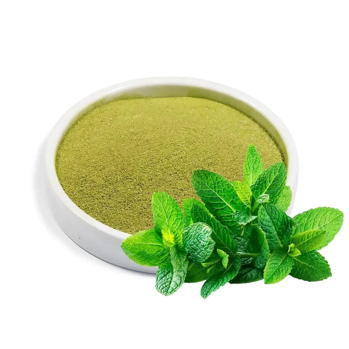 Acure Pure Mint Powder in Bowl with Fresh Leaves - Fine Texture | পুদিনা পাতা গুঁড়ার টেক্সচার