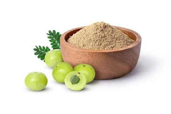 Acure Pure Amloki Powder in Wooden Bowl with Fresh Gooseberries - Hair and Health Care | আমলকি গুঁড়া ও ফল