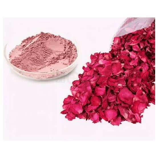 Acure Pure Rose Petal Powder in Bowl with Fresh Red Rose Petals - Natural Skincare | গোলাপ পাপড়ি গুঁড়া