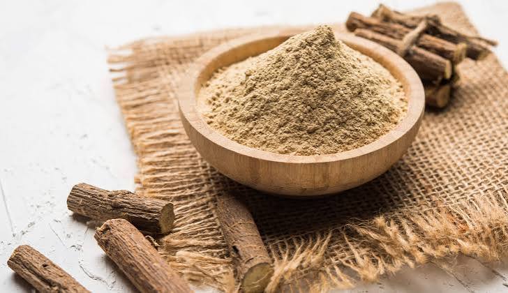 Acure Liquorice Powder in Wooden Bowl with Dried Roots - Skin and Throat Care | বাটিতে যষ্টিমধু গুঁড়া