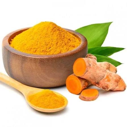 Raw Wild Turmeric Roots with Powder in Bowl and Spoon - Organic Skincare Herb | কস্তুরি হলুদ শিকড় ও গুঁড়া