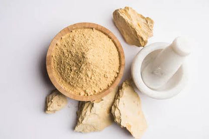 Raw Multani Mati Clay Chunks with Powder Bowl and Mortar - Fuller's Earth | মুলতানি মাটির টুকরা ও পাউডার