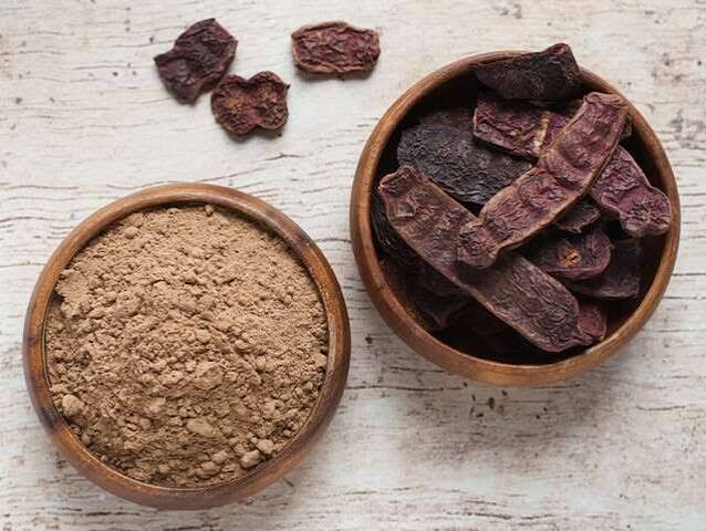Acure Shikakai Powder and Dried Pods in Wooden Bowls - Organic Hair Treatment | কাঠের বাটিতে শিকাকাই